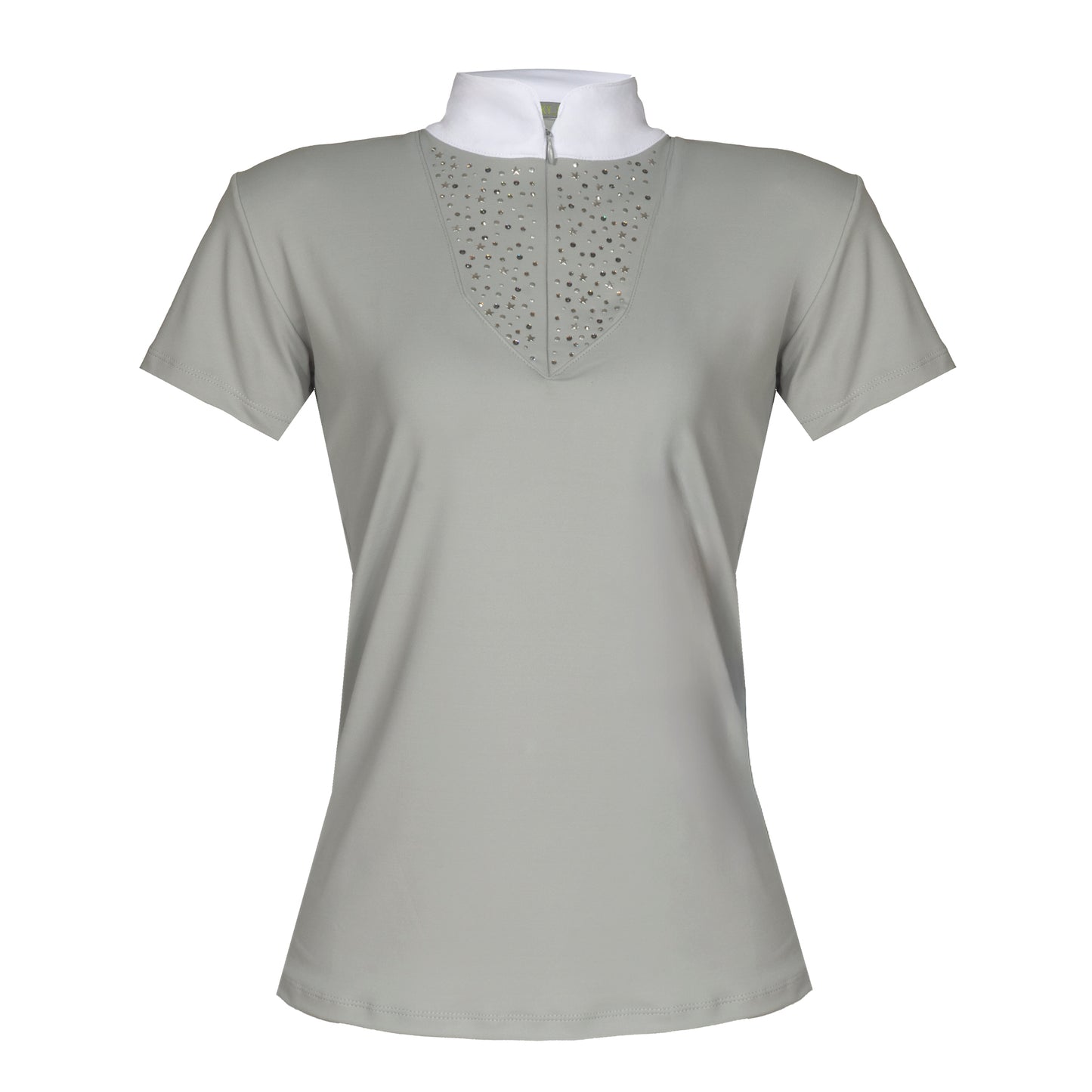 Blusa Prova Hipismo Sparkle Swarovski SS Platina - Lucky_U Riders