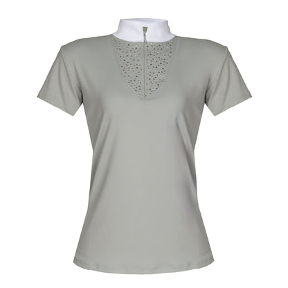 Blusa Prova Hipismo Sparkle Swarovski SS Platina - Lucky_U Riders