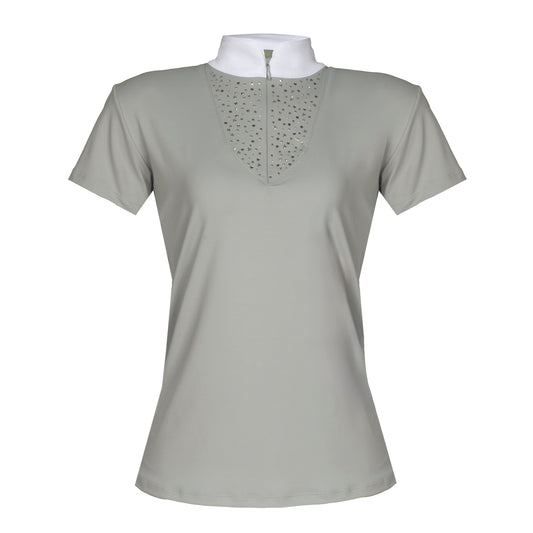 Blusa Prova Hipismo Sparkle Swarovski SS Platina - Lucky_U Riders