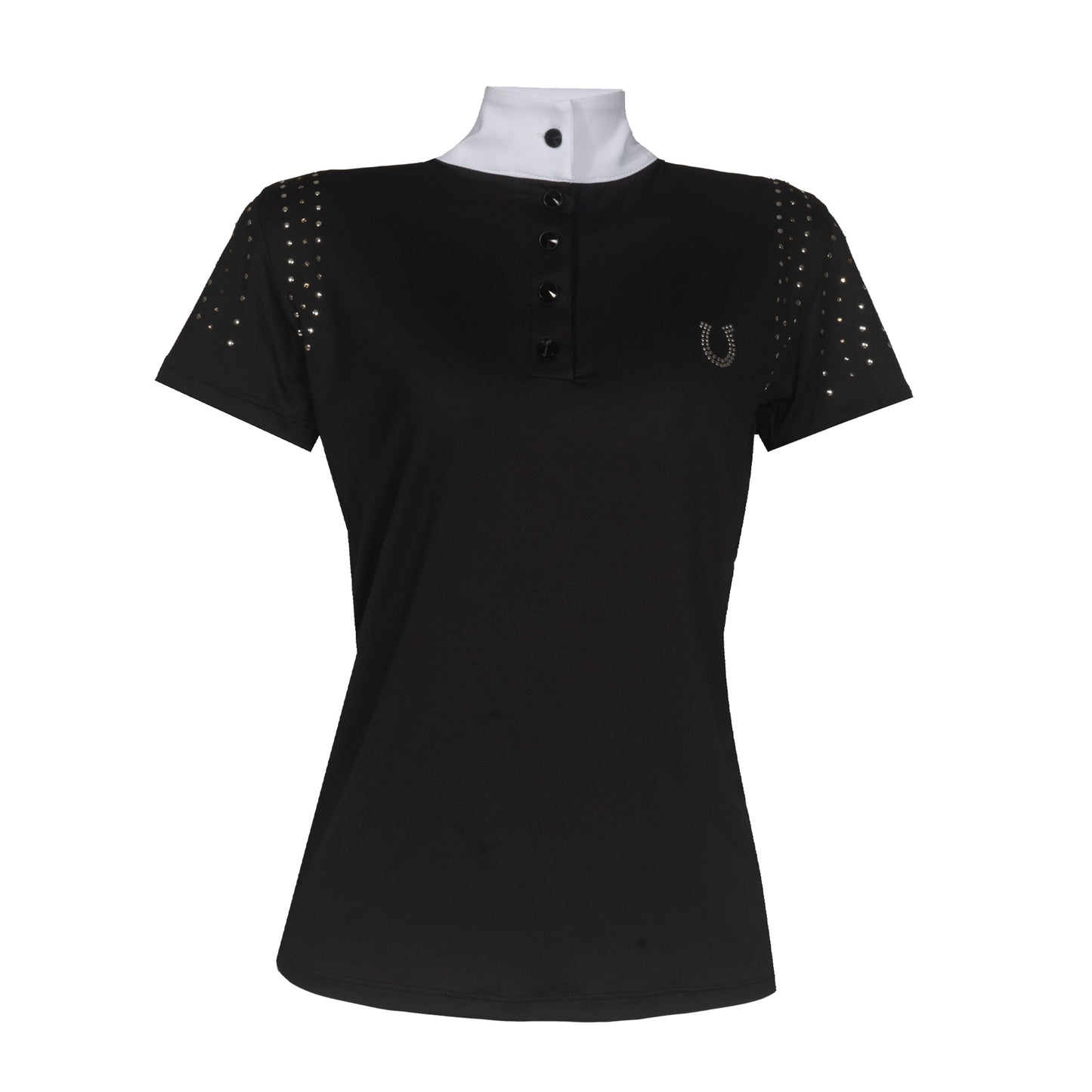 Blusa Prova Hipismo Sunshine Swarovski SS Preta - Lucky_U Riders