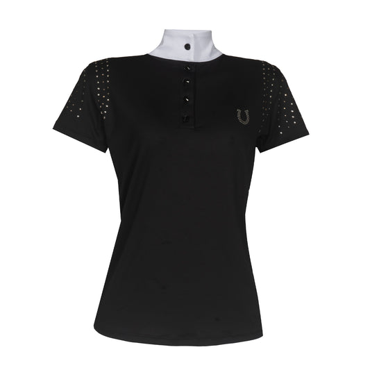 Blusa Prova Hipismo Sunshine Swarovski SS Preta - Lucky_U Riders