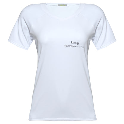 Blusa Treino Hipismo Training Tech Raglan SS Branca - Lucky_U Riders