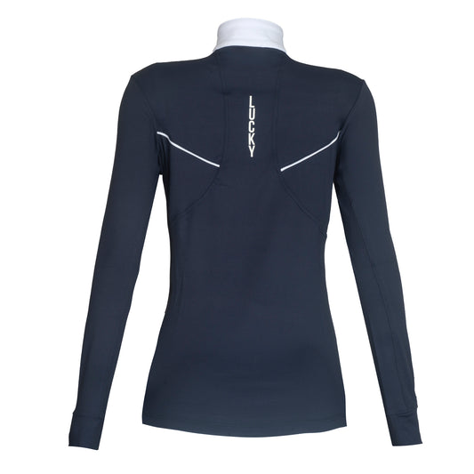 Blusa Prova Hipismo VLook LS Infantil Marinho - Lucky_U Riders