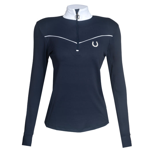 Blusa Prova Hipismo VLook LS Marinho - Lucky_U Riders