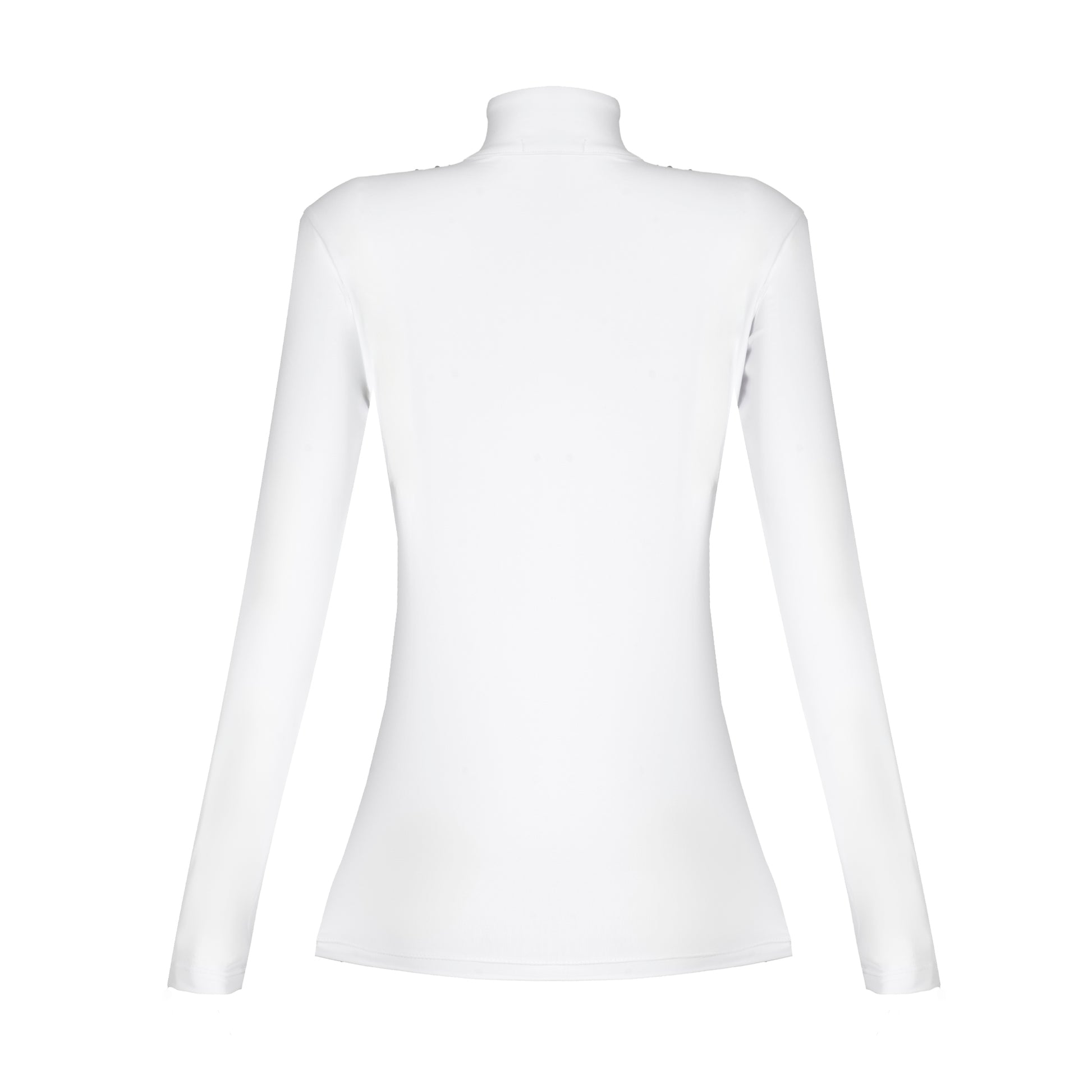 Blusa Prova Hipismo Waterfall Swarovski LS Branca - Lucky_U Riders