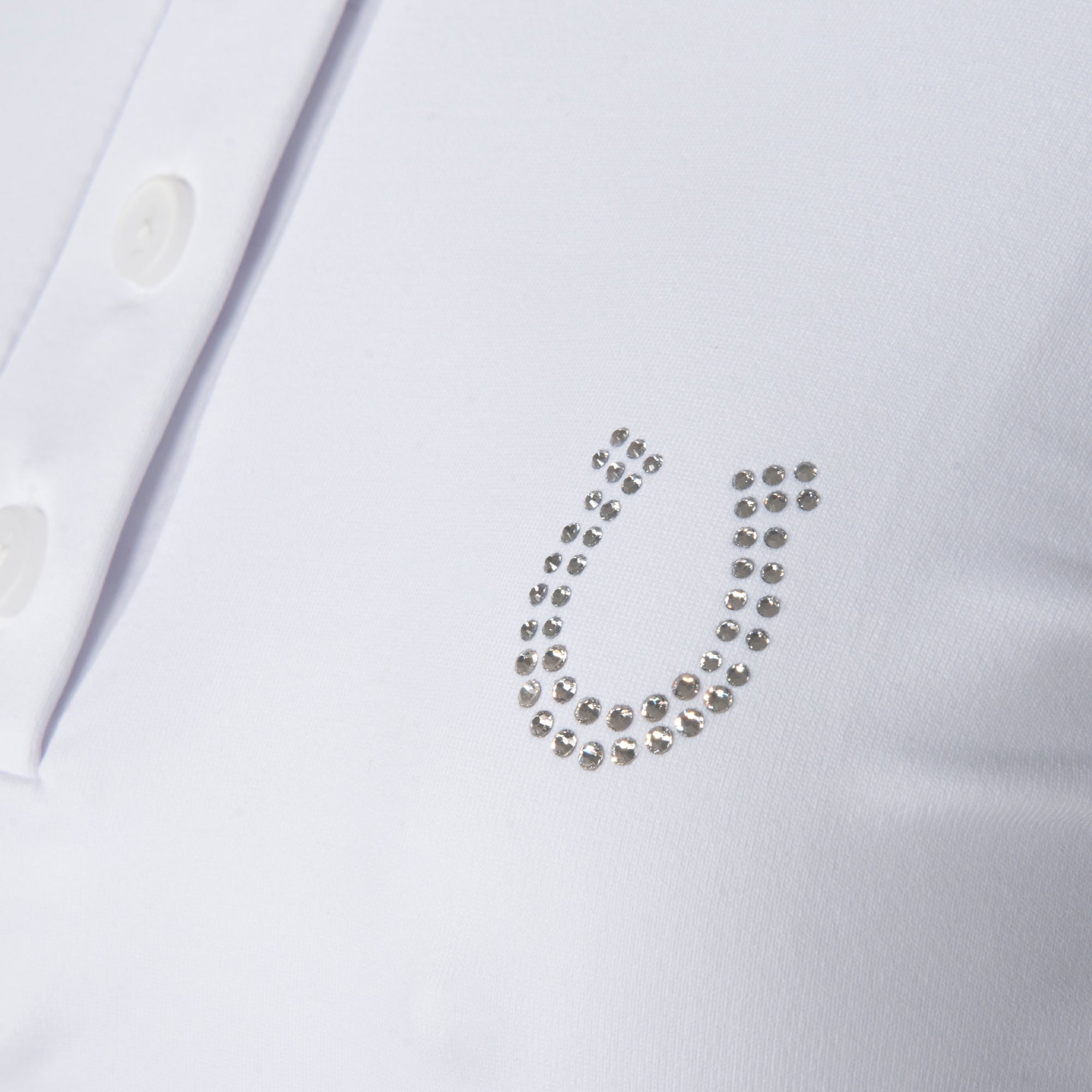 Blusa Prova Hipismo Waterfall Swarovski LS Branca - Lucky_U Riders