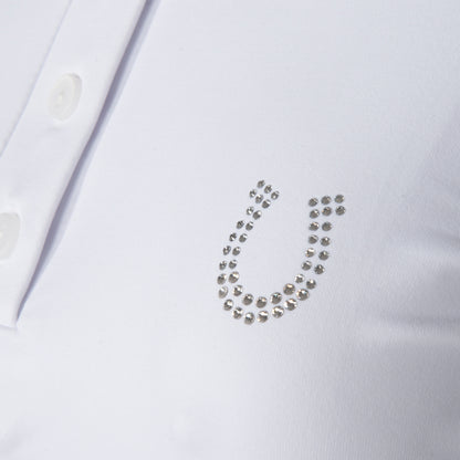 Blusa Prova Hipismo Waterfall Swarovski LS Branca - Lucky_U Riders