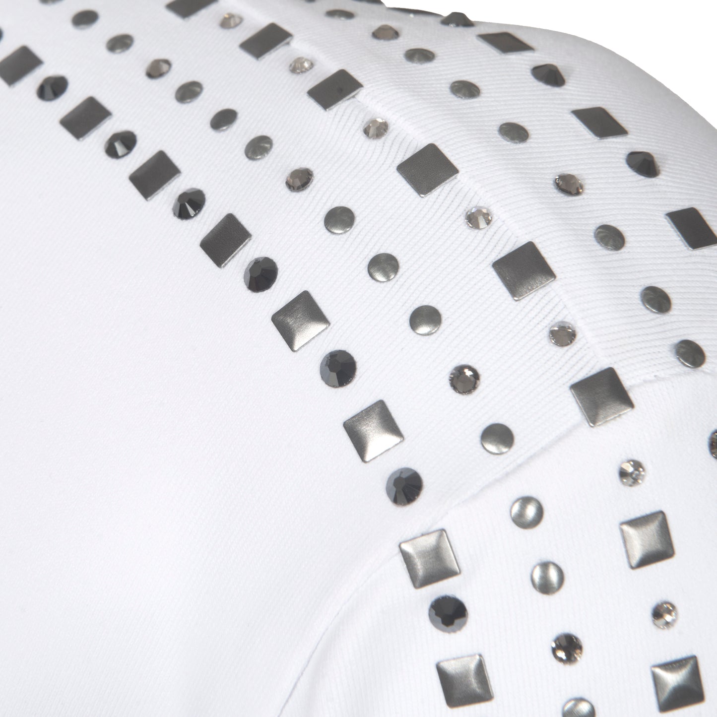 Blusa Prova Hipismo Waterfall Swarovski LS Branca - Lucky_U Riders