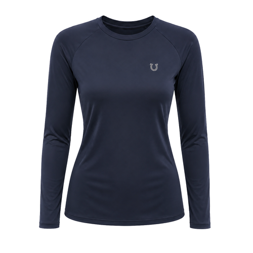 Blusa Treino Hipismo Training Tech Cavalo 3D LS Infantil Marinho