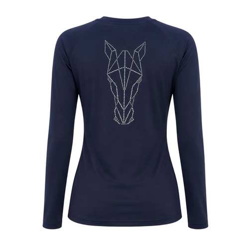 Blusa Treino Hipismo Training Tech Cavalo 3D LS Infantil Marinho