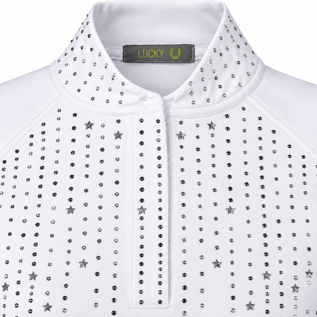 Blusa Prova Hipismo Fireworks SS Swarovski Infantil Branca