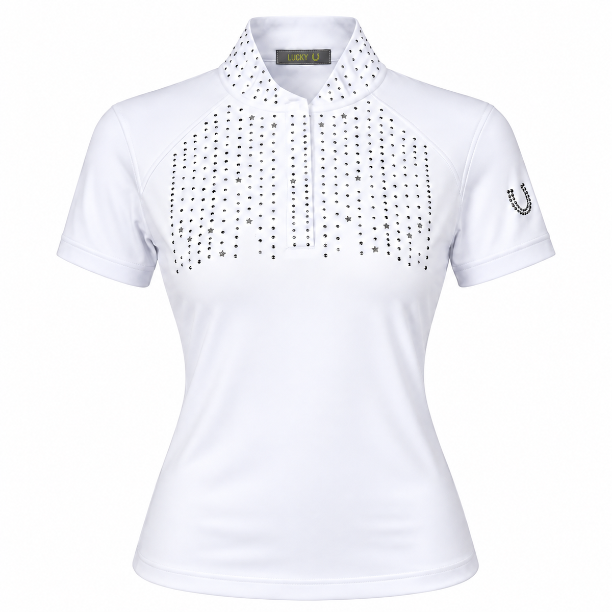 Blusa Prova Hipismo Fireworks SS Swarovski Infantil Branca