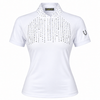 Blusa Prova Hipismo Fireworks SS Swarovski Infantil Branca
