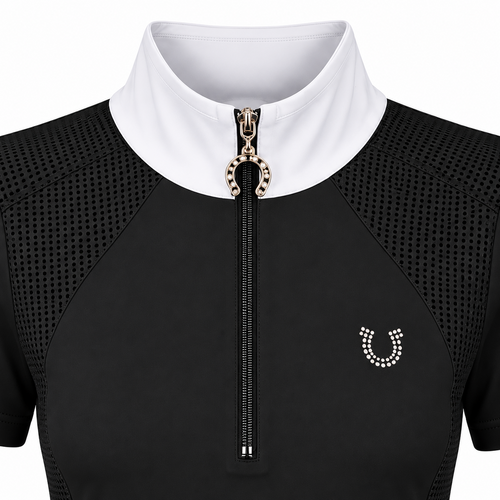 Blusa Prova Hipismo New Basic Jump SS Preta