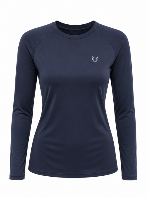 Blusa Treino Hipismo Training Tech Cavalo 3D LS Marinho