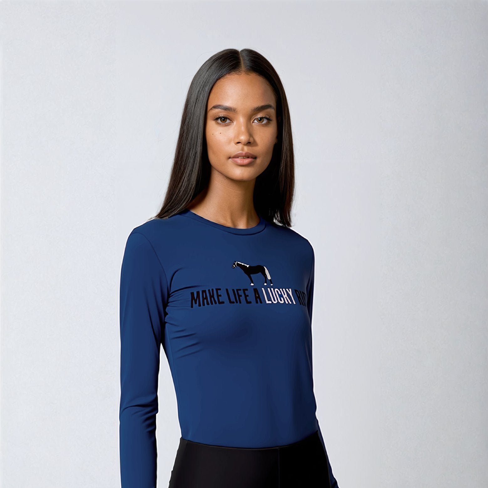 Blusa Treino Hipismo Training Tech LS Marinho - Lucky_U Riders