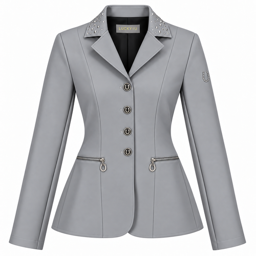 Casaca Classic Chic Competition Jacket Swarovski Infantil Cinza