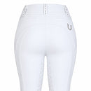 Culote Prova Hipismo Zíper High Waist Swarovski 26 Infantil Branco