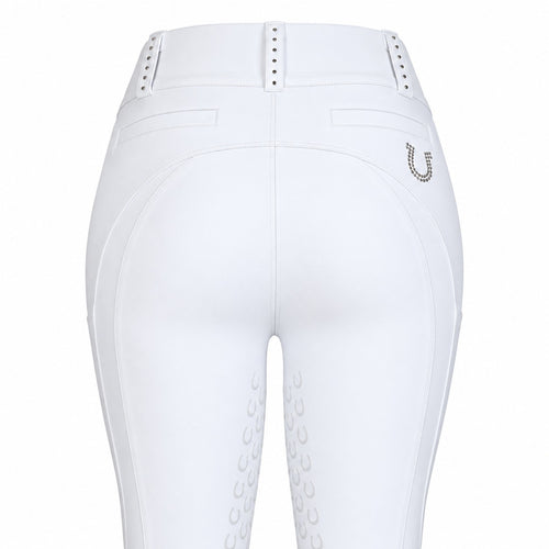 Culote Prova Hipismo Zíper High Waist Swarovski 26 Branco
