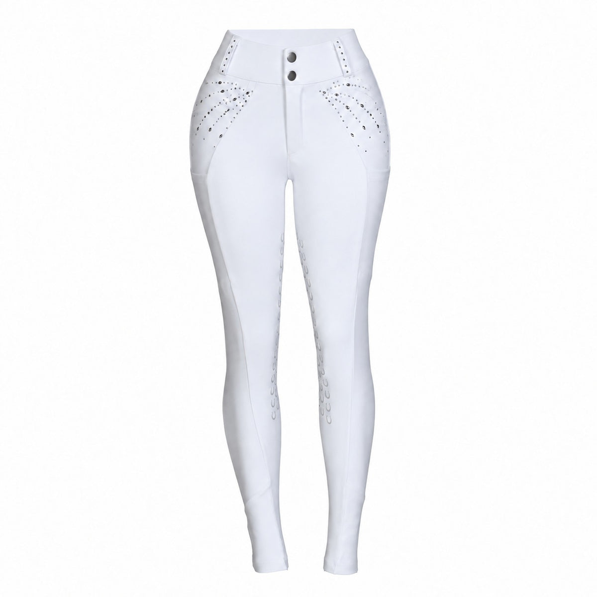 Culote Prova Hipismo Zíper High Waist Swarovski 26 Infantil Branco