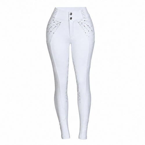 Culote Prova Hipismo Zíper High Waist Swarovski 26 Infantil Branco