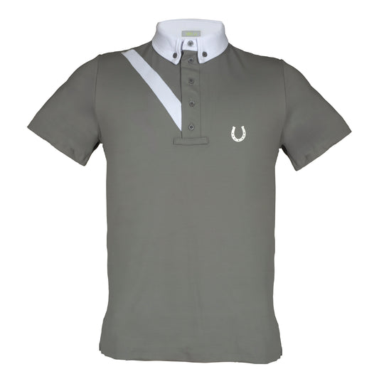 Camisa Polo Hipismo Faixa SS Cinza - Lucky_U Riders