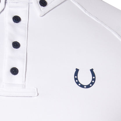 Camisa Polo Hipismo Lucky Stripe Branca e Marinho