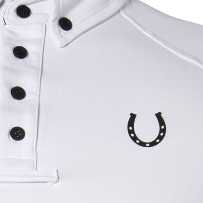 Camisa Polo Hipismo Lucky Stripe Branca e Preta