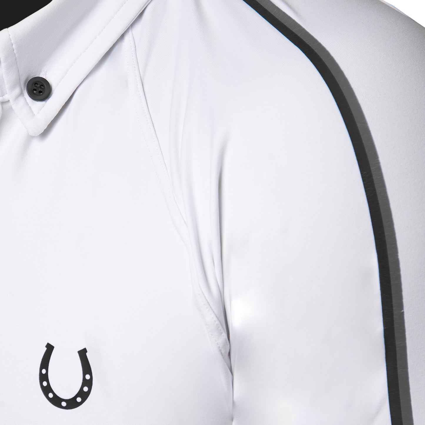 Camisa Polo Hipismo Lucky Stripe Branca e Preta