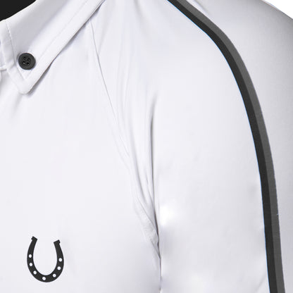 Camisa Polo Hipismo Lucky Stripe Branca e Preta