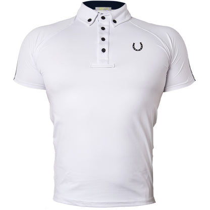 Camisa Polo Hipismo Lucky Stripe Branca e Preta