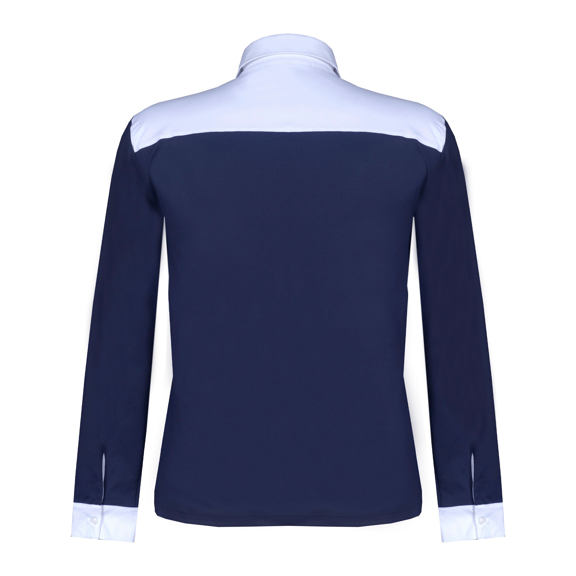 Camisa Polo Hipismo Pala LS Marinho e Branco - Lucky_U Riders