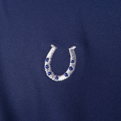 Camisa Polo Hipismo Pala LS Marinho e Branco - Lucky_U Riders