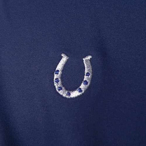 Camisa Polo Hipismo Pala LS Marinho e Branco - Lucky_U Riders