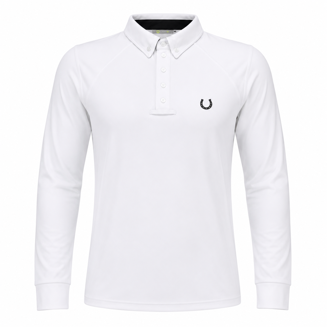 Camisa Polo Hipismo Friso LS Branca e Preta
