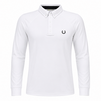 Camisa Polo Hipismo Friso LS Branca e Preta
