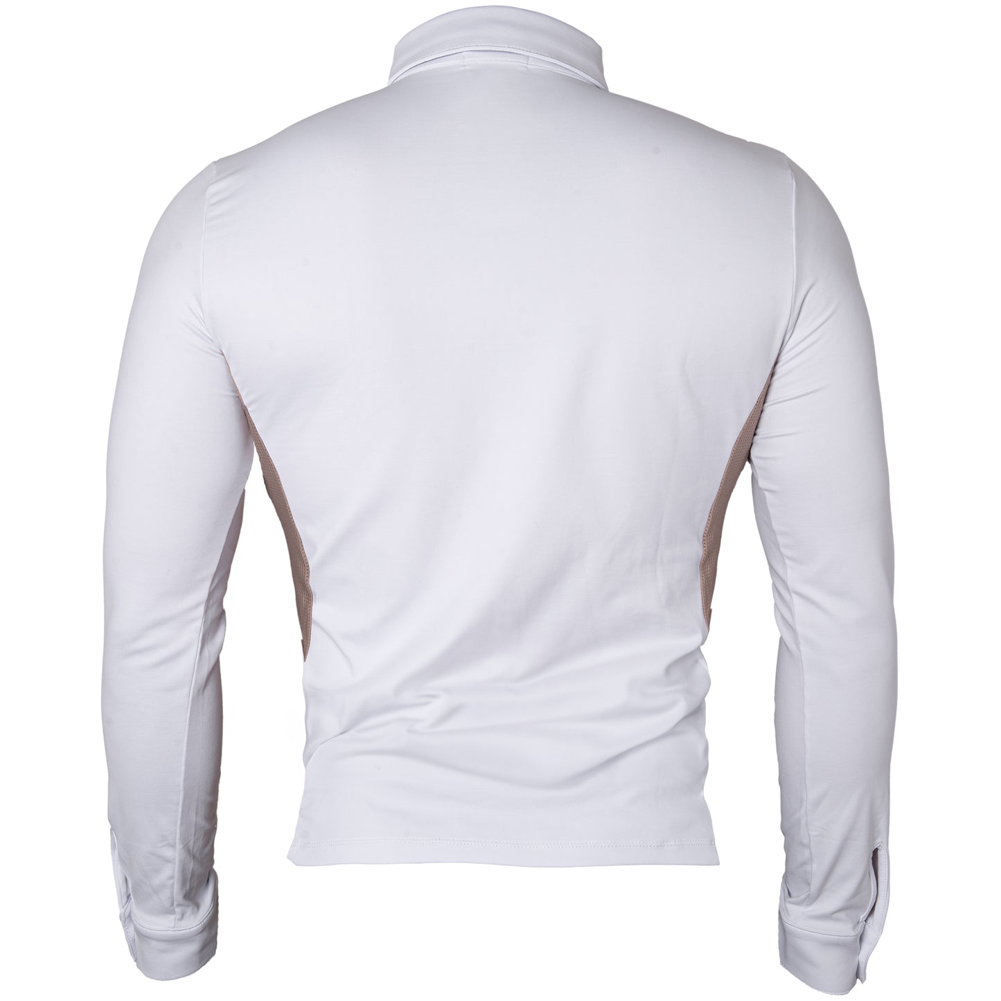 Camisa Polo Hipismo Lateral Jump LS Infantil Branca e Bege