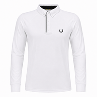 Camisa Polo Hipismo Friso LS Branca e Preta