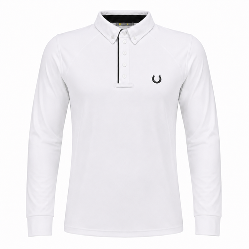 Camisa Polo Hipismo Friso LS Branca e Preta