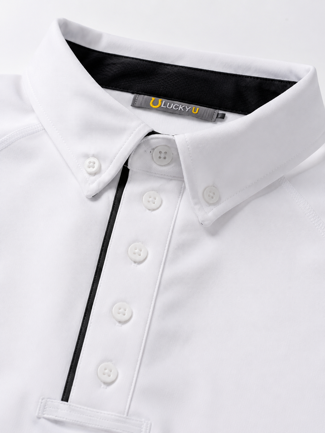 Camisa Polo Hipismo Friso LS Branca e Preta