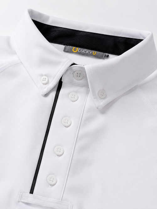 Camisa Polo Hipismo Friso LS Branca e Preta