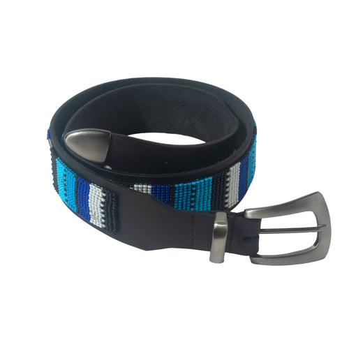 Cinto Miçanga Lucky 25 Azul e Branco - Lucky_U Riders