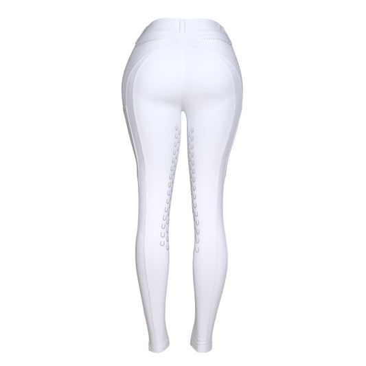 Culote Prova Hipismo Zíper High Waist Swarovski Branco - Lucky_U Riders