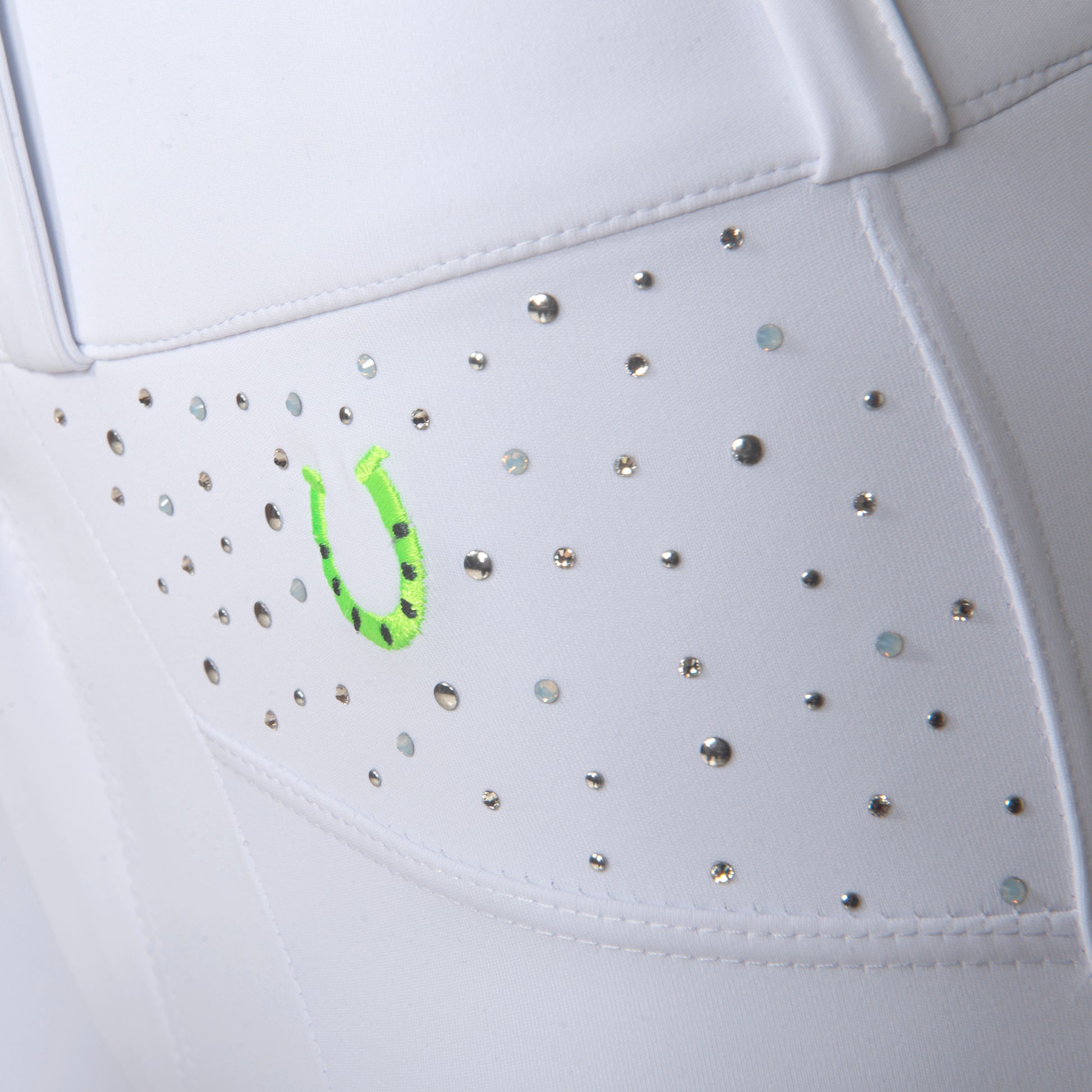 Culote Prova Hipismo Zíper High Waist Swarovski Branco - Lucky_U Riders