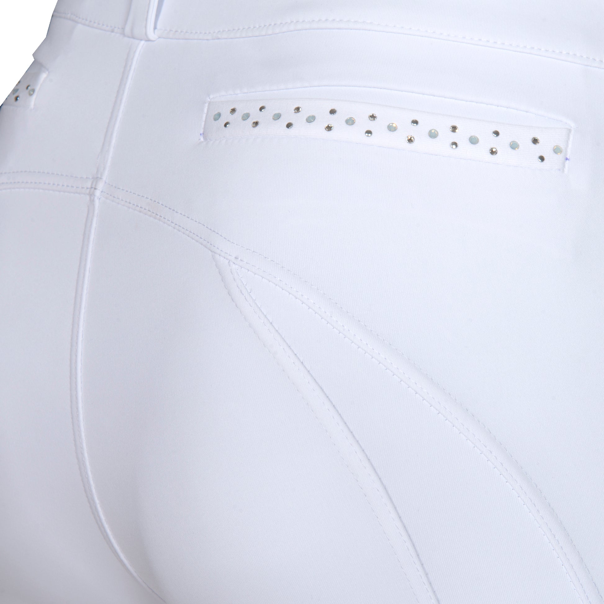 Culote Prova Hipismo Zíper High Waist Swarovski Branco - Lucky_U Riders