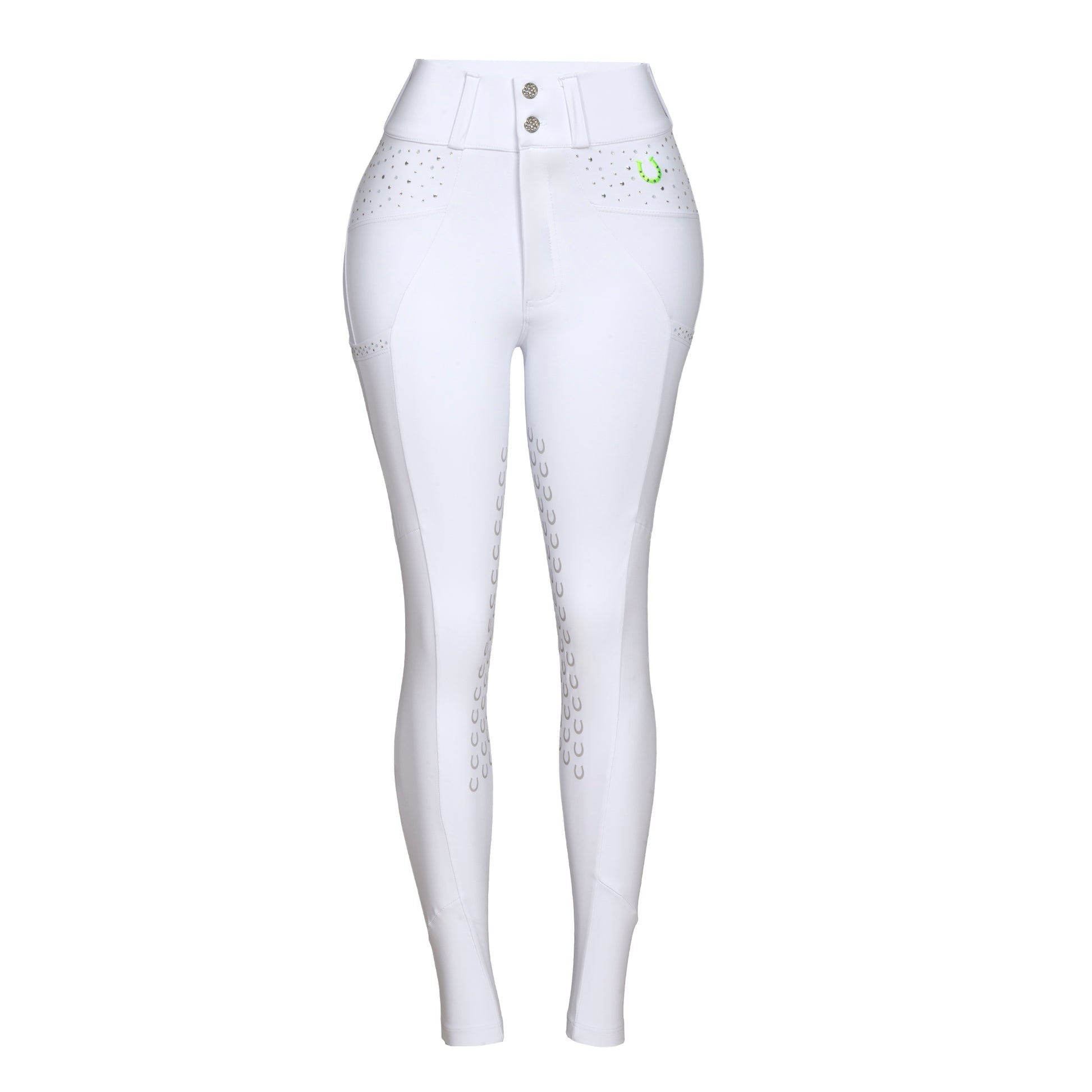 Culote Prova Hipismo Zíper High Waist Swarovski Branco - Lucky_U Riders