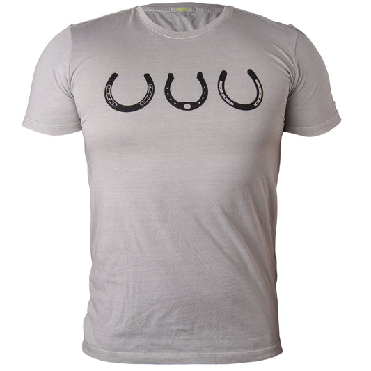 Camiseta Masculina Três Ferraduras Cinza