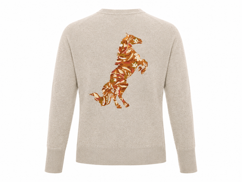 Suéter Basic Horse Flowers Cappucino