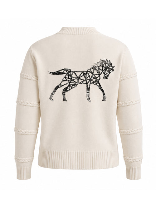 Suéter Trança Cavalo 3D Xadrez Off White