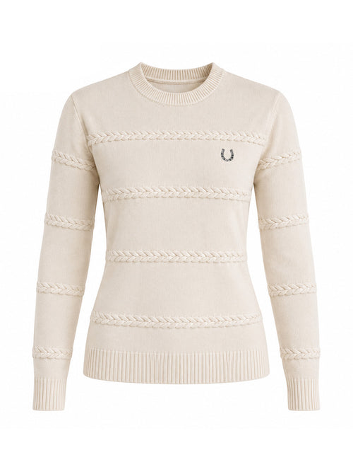 Suéter Trança Cavalo 3D Xadrez Off White